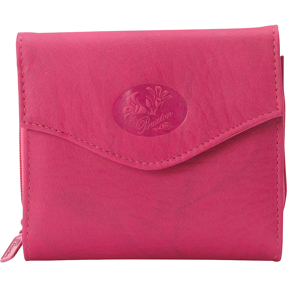 Buxton Heiress Leather Zip Purse Fuchsia Pink Buxton Women s Wallets