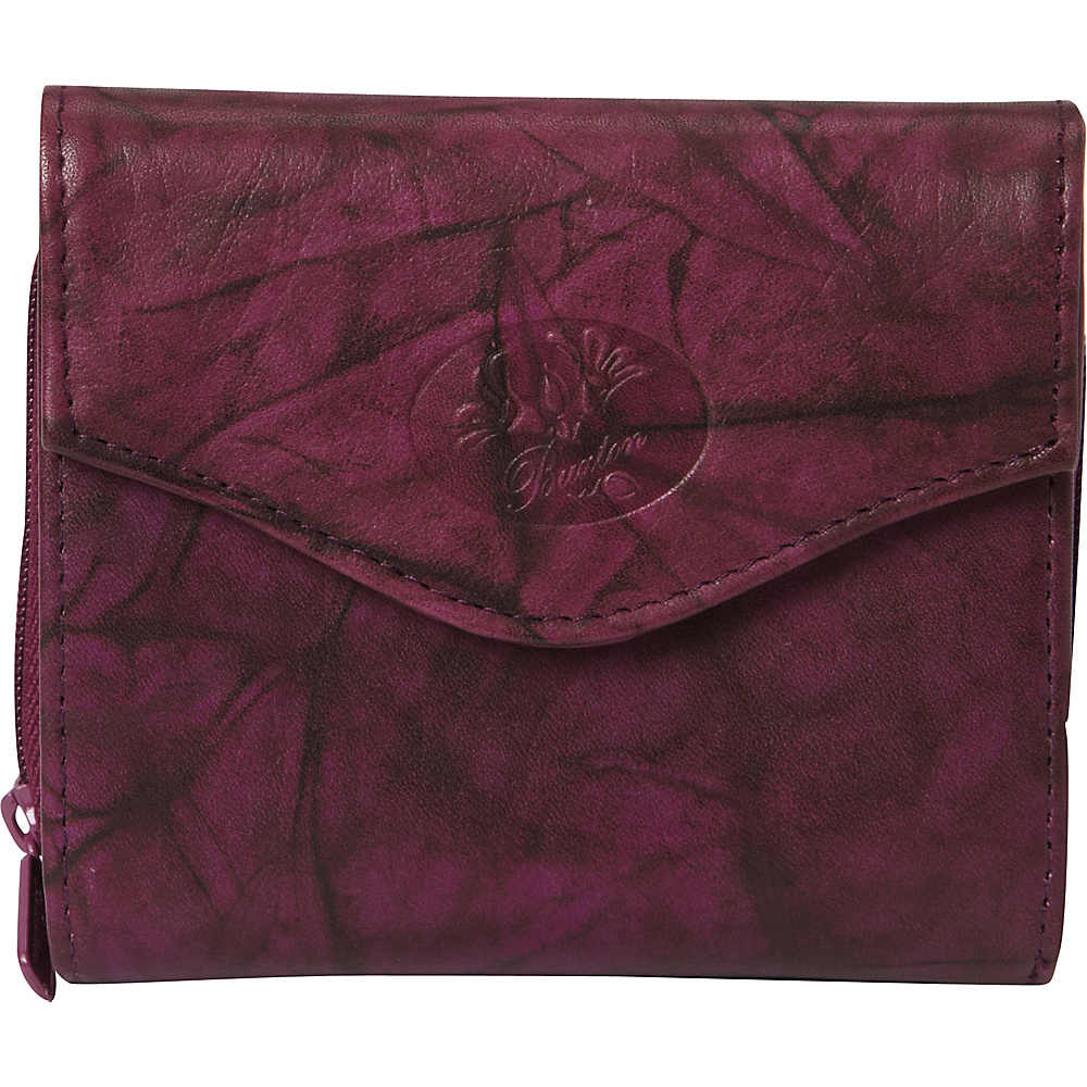 Buxton Heiress Leather Zip Purse Magenta Purple Buxton Women s Wallets