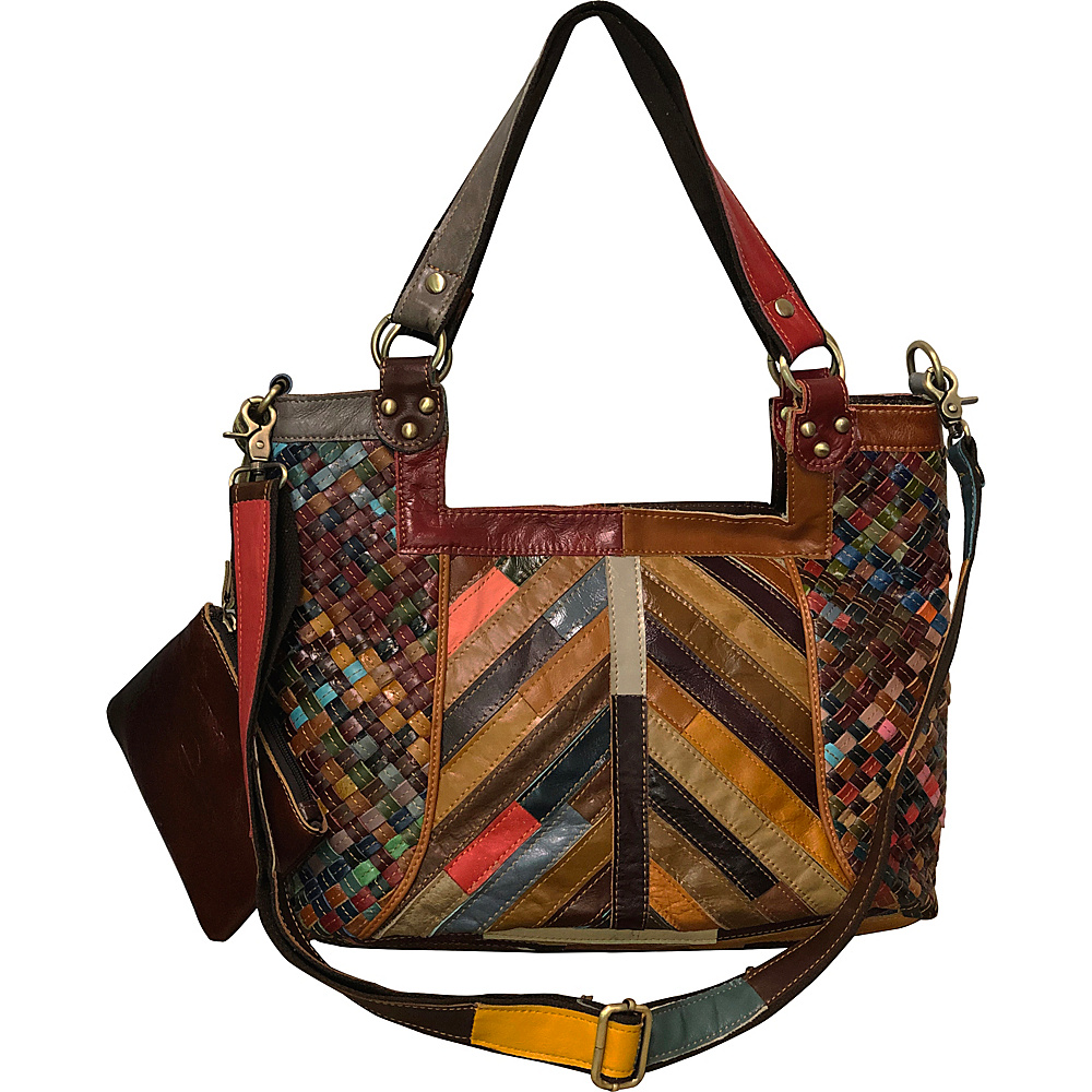AmeriLeather Hazelle Leather Shoulder Bag Rainbow AmeriLeather Leather Handbags