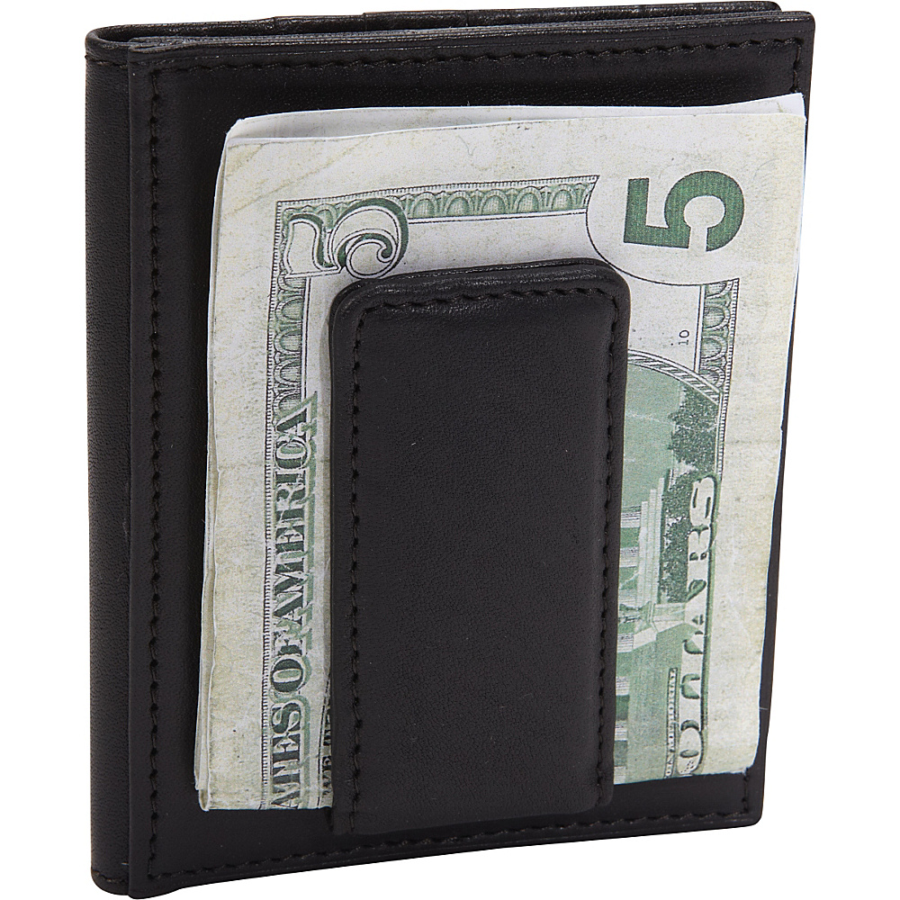 Bosca Nappa Leather Front Pocket Wallet with Magnetic Clip Black Bosca Men s Wallets