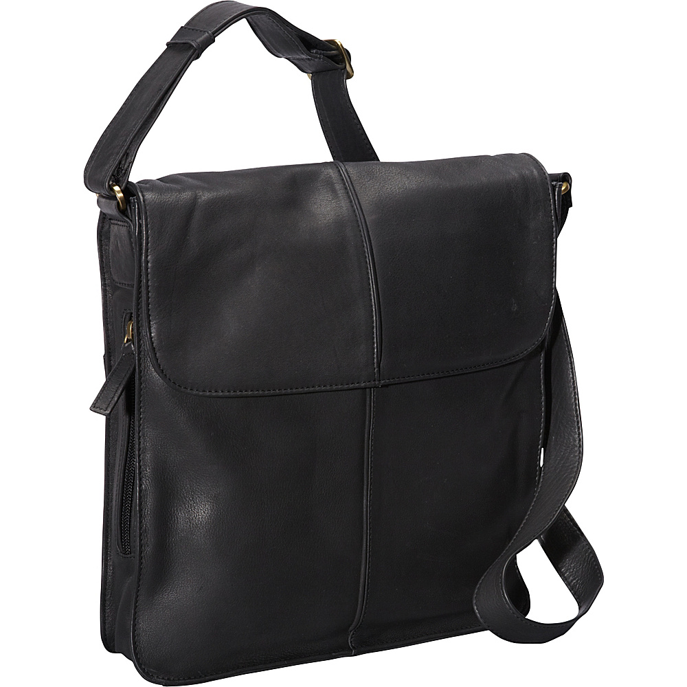 Derek Alexander NS Flap Shoulder Bag Black Derek Alexander Leather Handbags