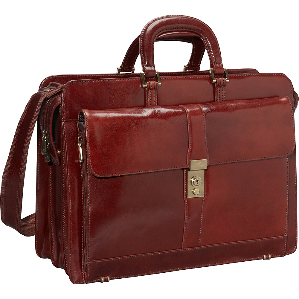 Mancini Leather Goods Luxurious Italian Leather Laptop Briefcase Brown Mancini Leather Goods Non Wheeled Business Cases