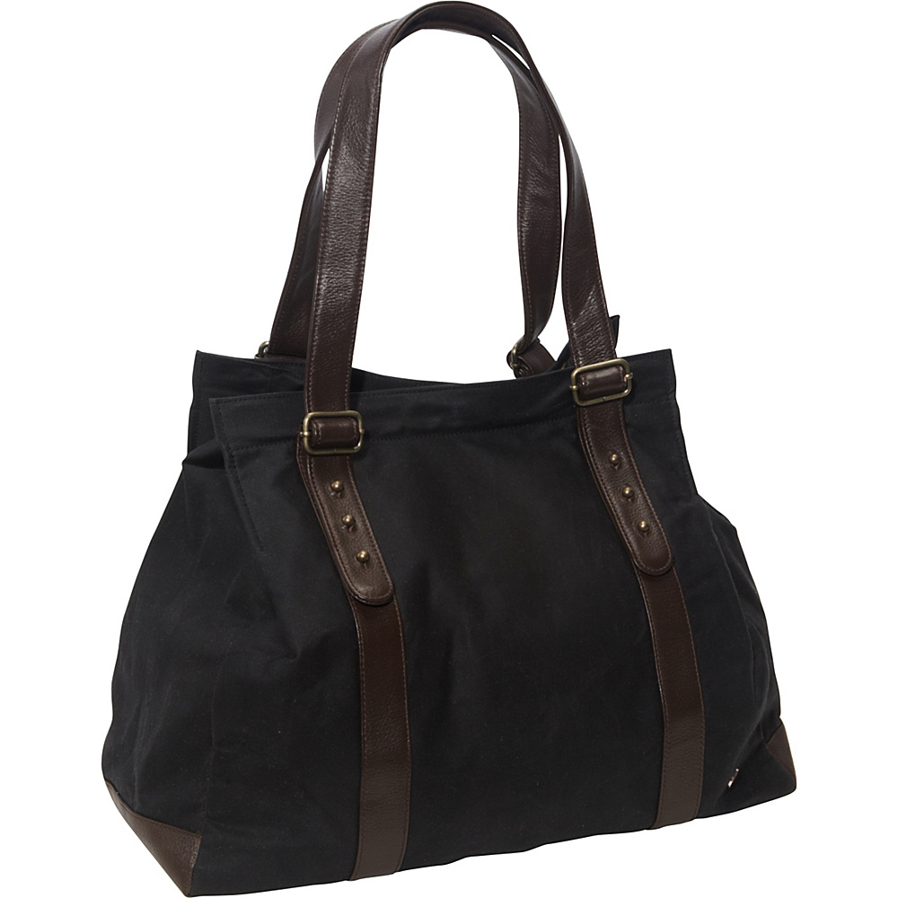TOKEN Crescent Waxed Tote Bag Black TOKEN Fabric Handbags