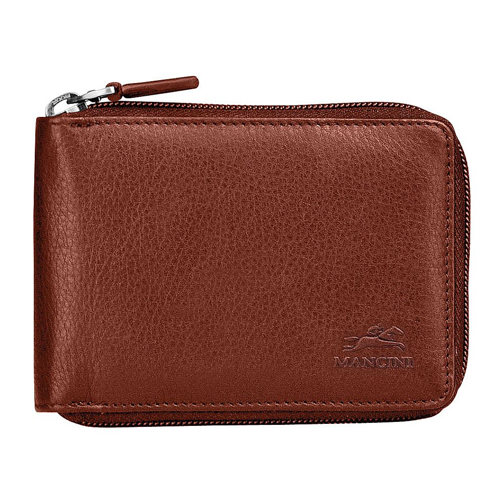 Mancini Leather Goods Mens Zippered Wallet with Removable Passcase Cognac Mancini Leather Goods Men s Wallets