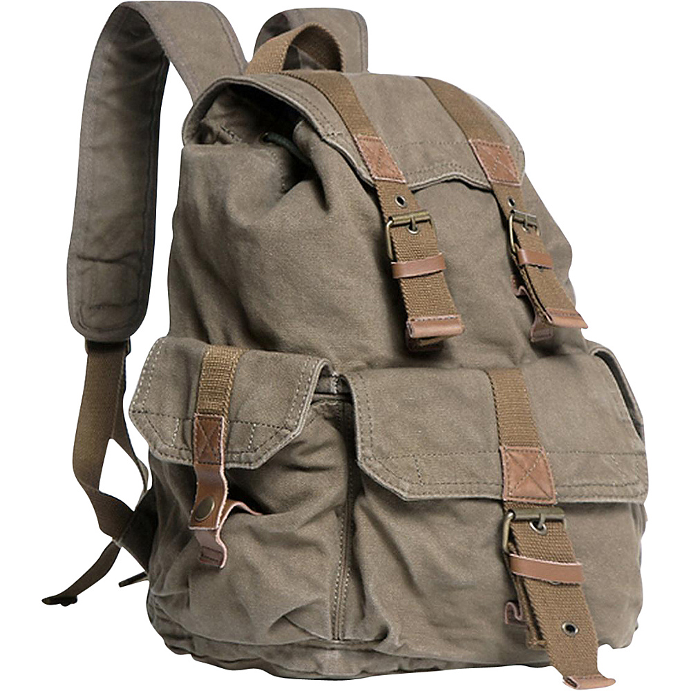 Vagabond Traveler Washed Canvas Backpack Military Green Vagabond Traveler Everyday Backpacks