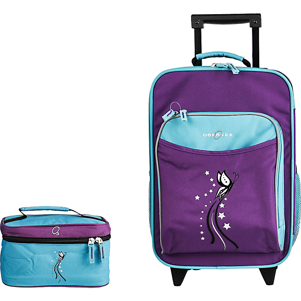 Obersee Kids Luggage and Toiletry Bag Set Turquoise Butterfly Turquoise Butterfly Obersee Luggage Sets