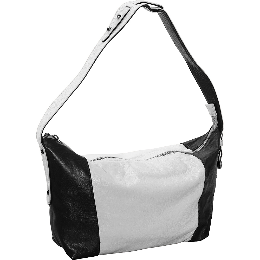 Latico Leathers Mingus Shoulder Bag Metallic White Black Latico Leathers Leather Handbags
