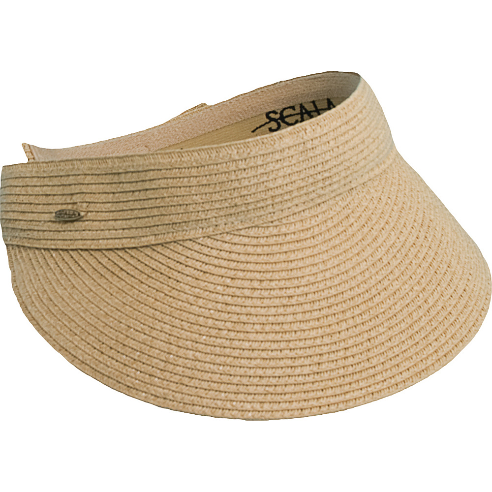 Scala Hats Paper Braid Visor w Velcro Toast Scala Hats Hats Gloves Scarves