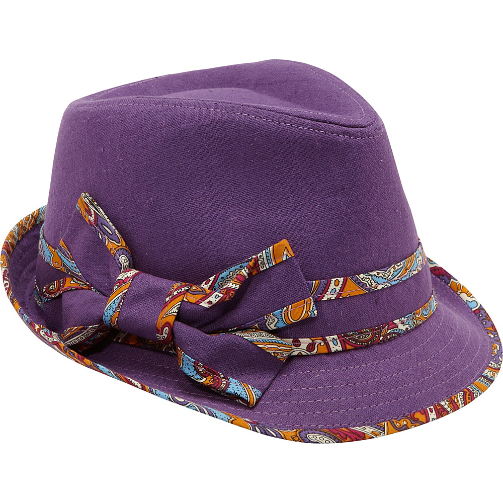 Magid Paisley Trim Cotton Fedora Purple Magid Hats