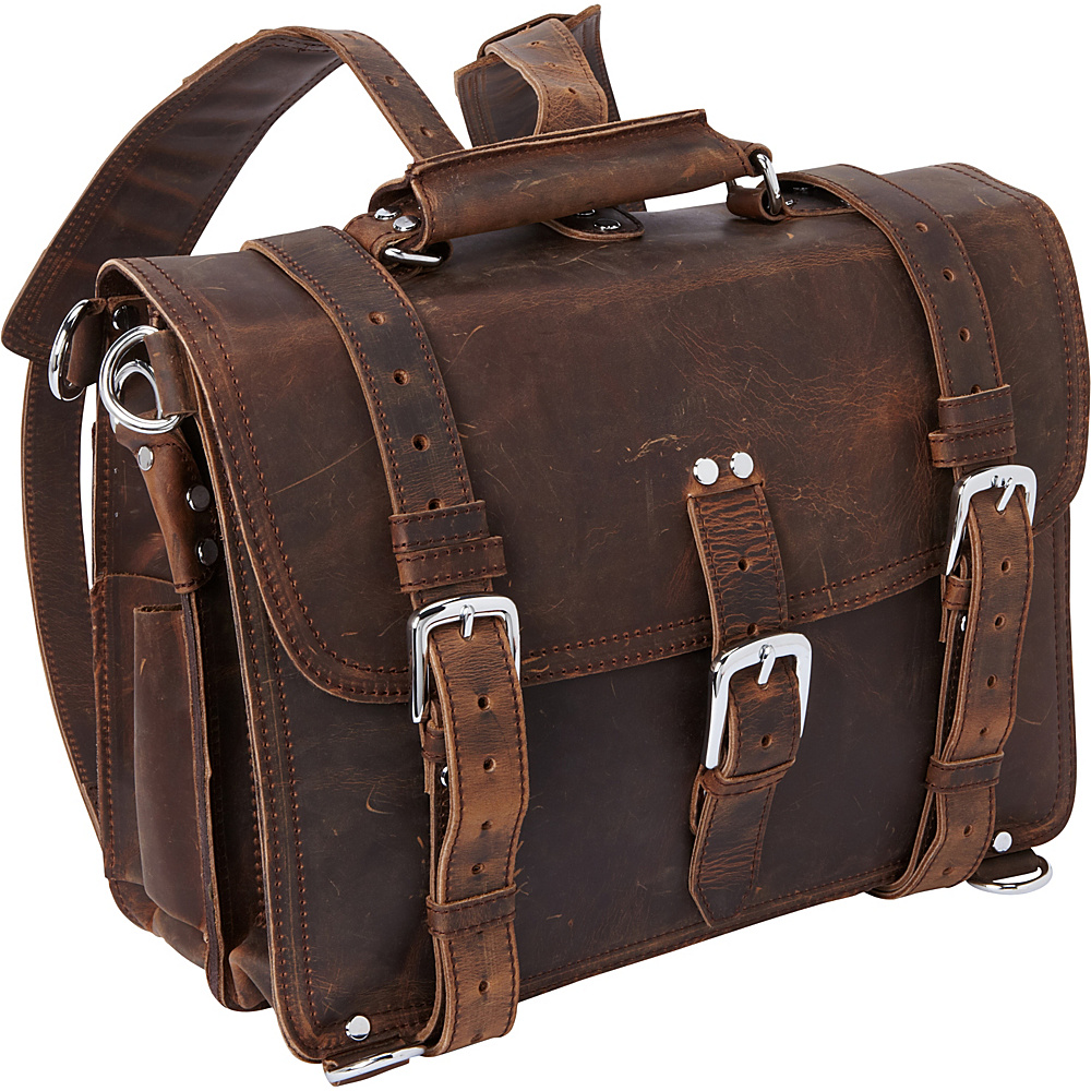 Vagabond Traveler 16 Large Full Leather Briefcase Backpack Dark Brown Vagabond Traveler Non Wheeled Business Cases