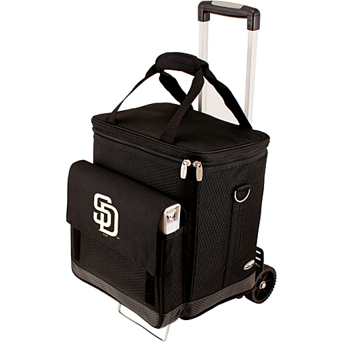 Picnic Time Cellar w/ Trolley - MLB Teams San Diego Padres - Black - Picnic Time Travel Coolers