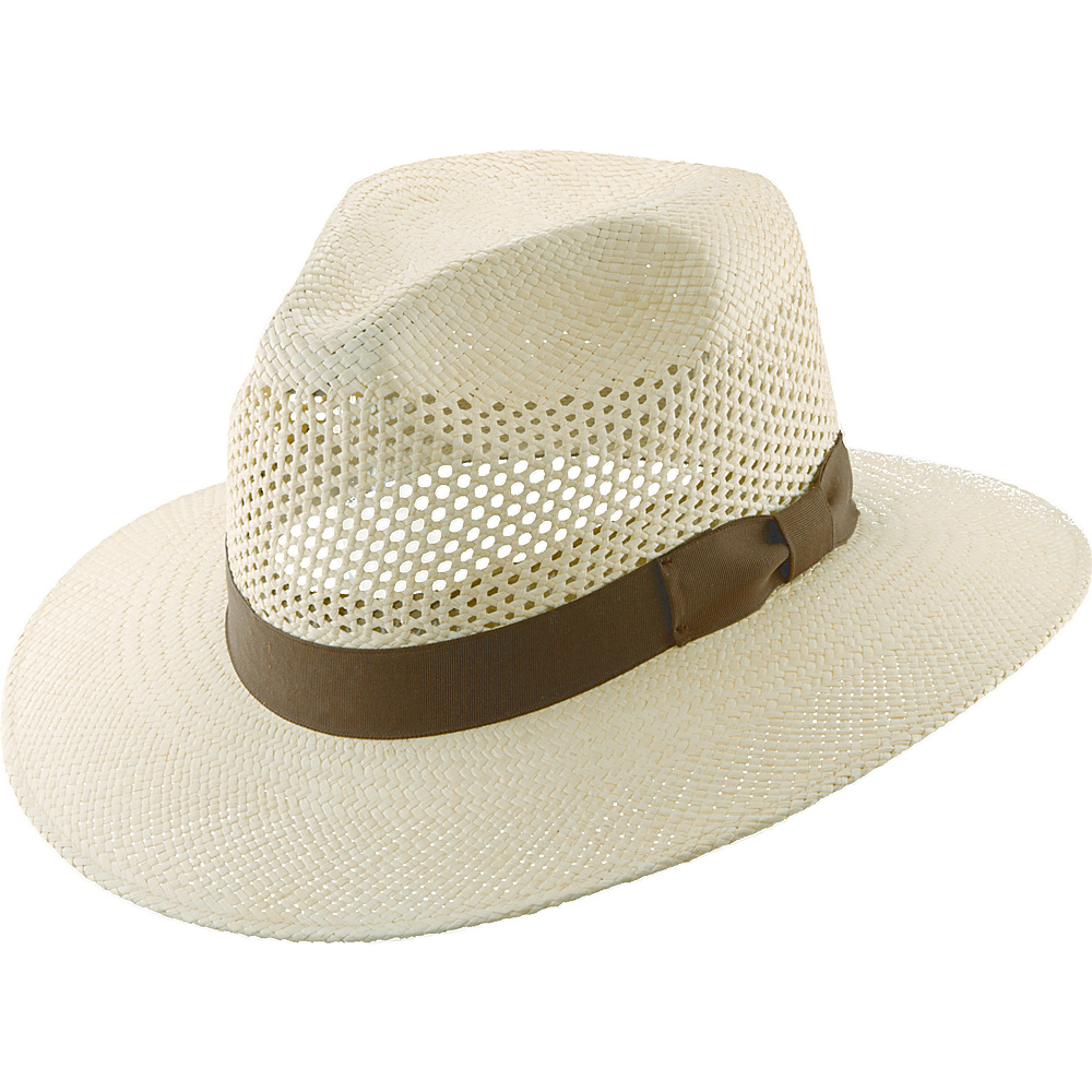 Scala Hats Vent Panama with Ribbon Natural Medium Scala Hats Hats Gloves Scarves