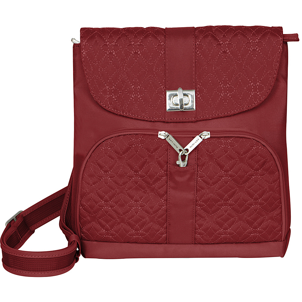 Travelon Anti Theft Signature Messenger Bag Cranberry Travelon Fabric Handbags