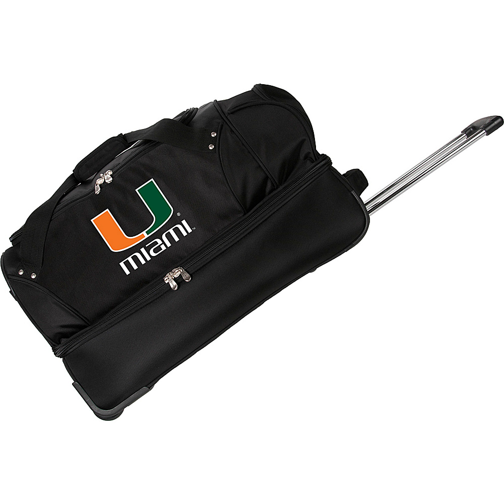 Denco Sports Luggage NCAA University of Miami Hurricanes 27 Drop Bottom Wheeled Duffel Bag Black Denco Sports Luggage Travel Duffels