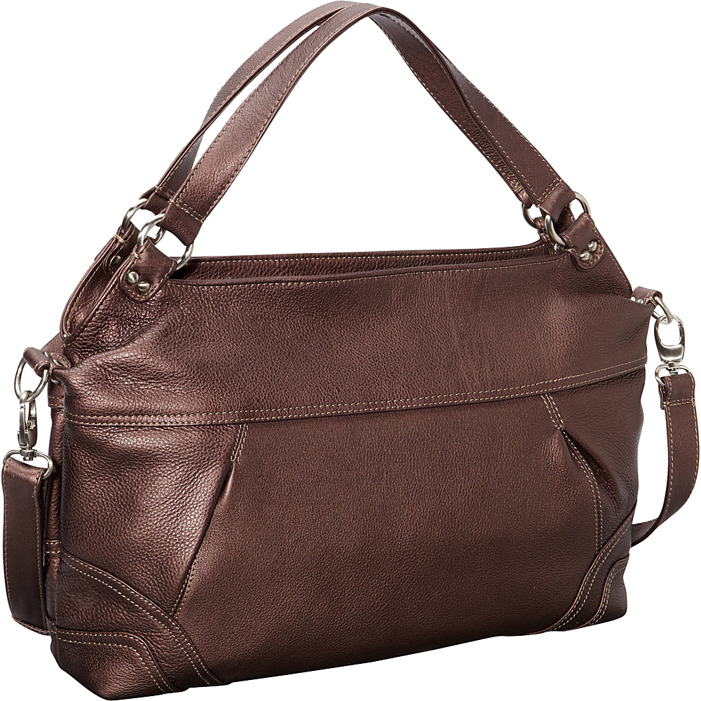 Derek Alexander EW Top Zip Shoulder Bag Bronze Derek Alexander Leather Handbags