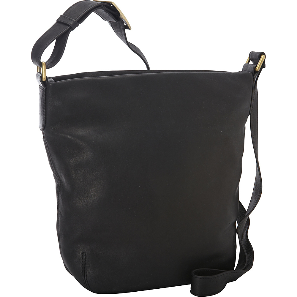 Derek Alexander NS Top Shoulder Zip Bag Black Derek Alexander Leather Handbags
