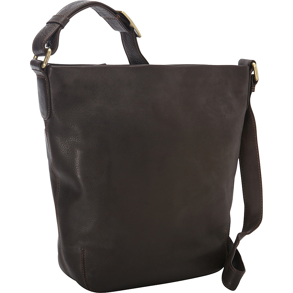 Derek Alexander NS Top Shoulder Zip Bag Brown Derek Alexander Leather Handbags