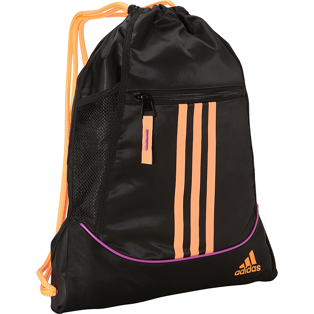 adidas Alliance II Sackpack Black Flash Pink Flash Orange adidas School Day Hiking Backpacks