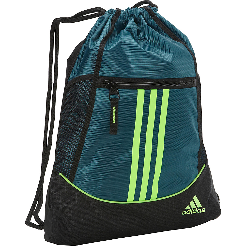 adidas Alliance II Sackpack Veridian Solar Green adidas School Day Hiking Backpacks