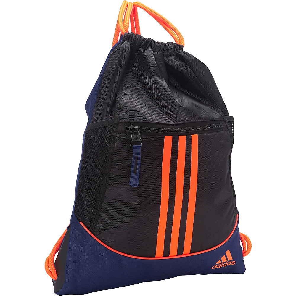 adidas Alliance II Sackpack Black Midnight Indigo Solar Orange adidas School Day Hiking Backpacks