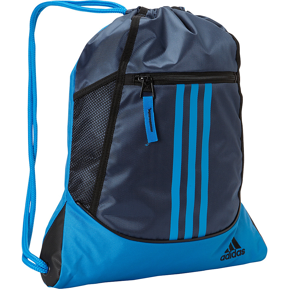 adidas Alliance II Sackpack Mineral Blue Shock Blue adidas School Day Hiking Backpacks