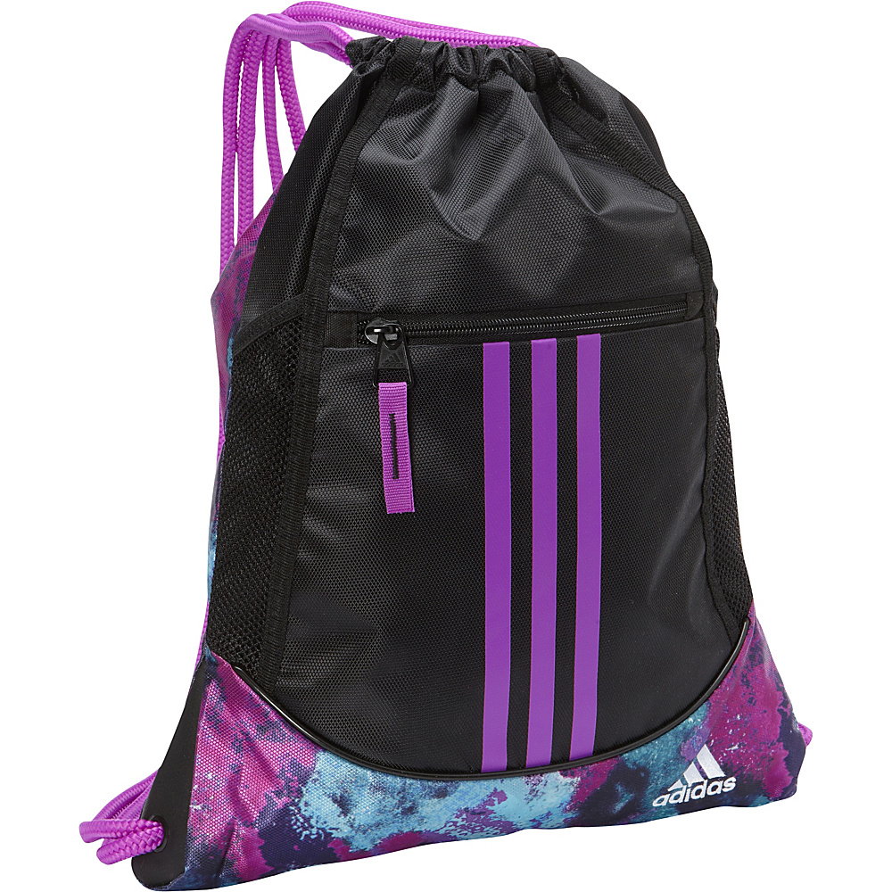 adidas Alliance II Sackpack Black Sherbet Shock Pink Shock Purple adidas School Day Hiking Backpacks