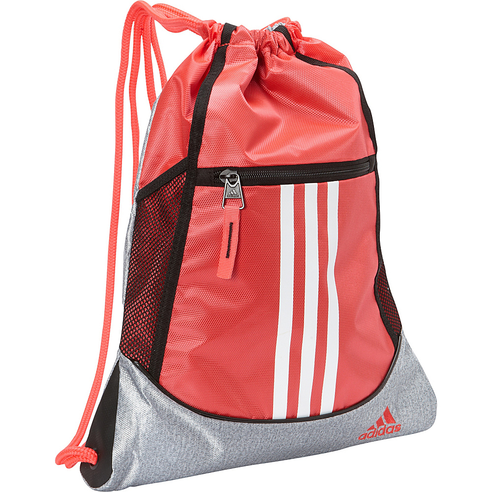 adidas Alliance II Sackpack Shock Red Heather Clear Grey White adidas School Day Hiking Backpacks