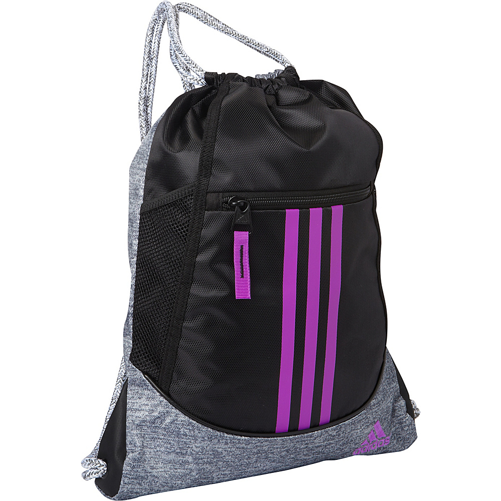 adidas Alliance II Sackpack Black Jersey Onix Shock Purple adidas Everyday Backpacks
