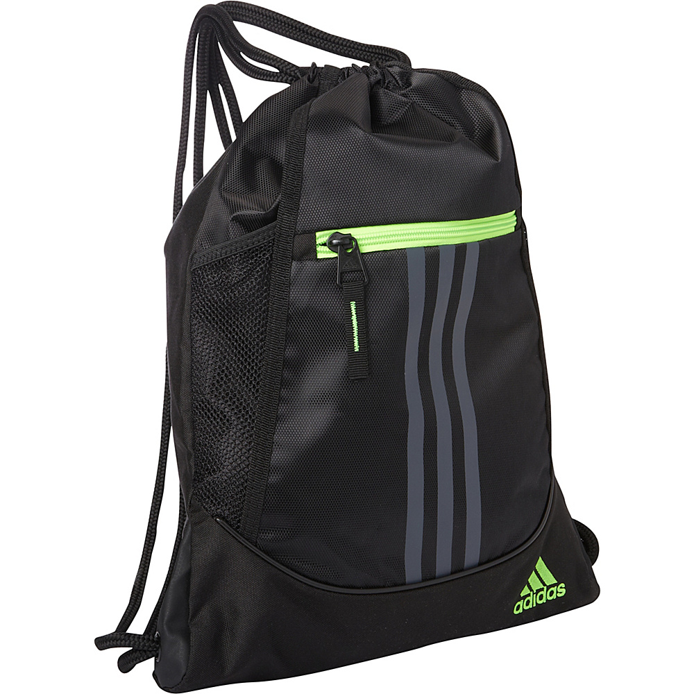 adidas Alliance II Sackpack Black Onix Solar Green adidas Everyday Backpacks