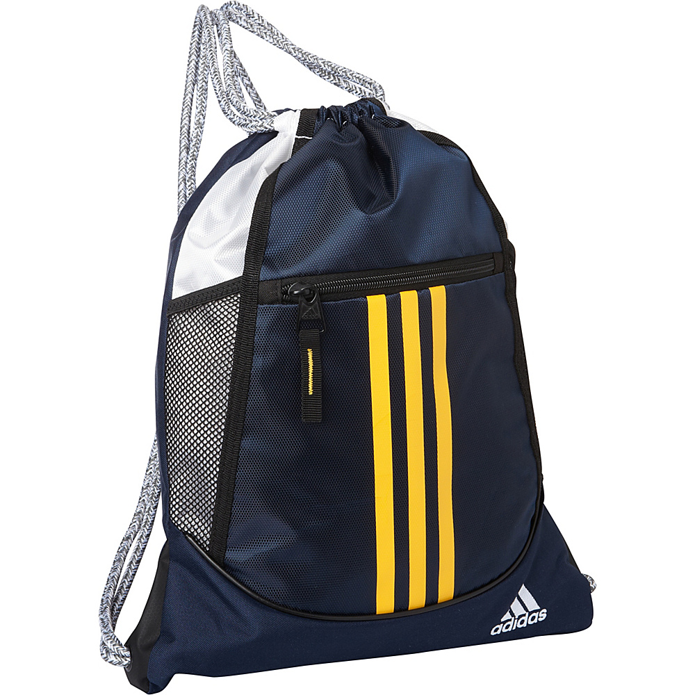 adidas Alliance II Sackpack Collegiate Navy White Solar Gold Black adidas Everyday Backpacks
