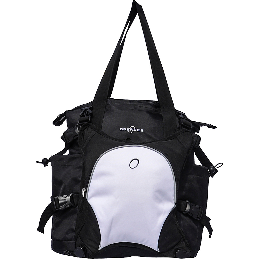 Obersee Innsbruck Diaper Bag Tote with Cooler Black White Obersee Diaper Bags Accessories