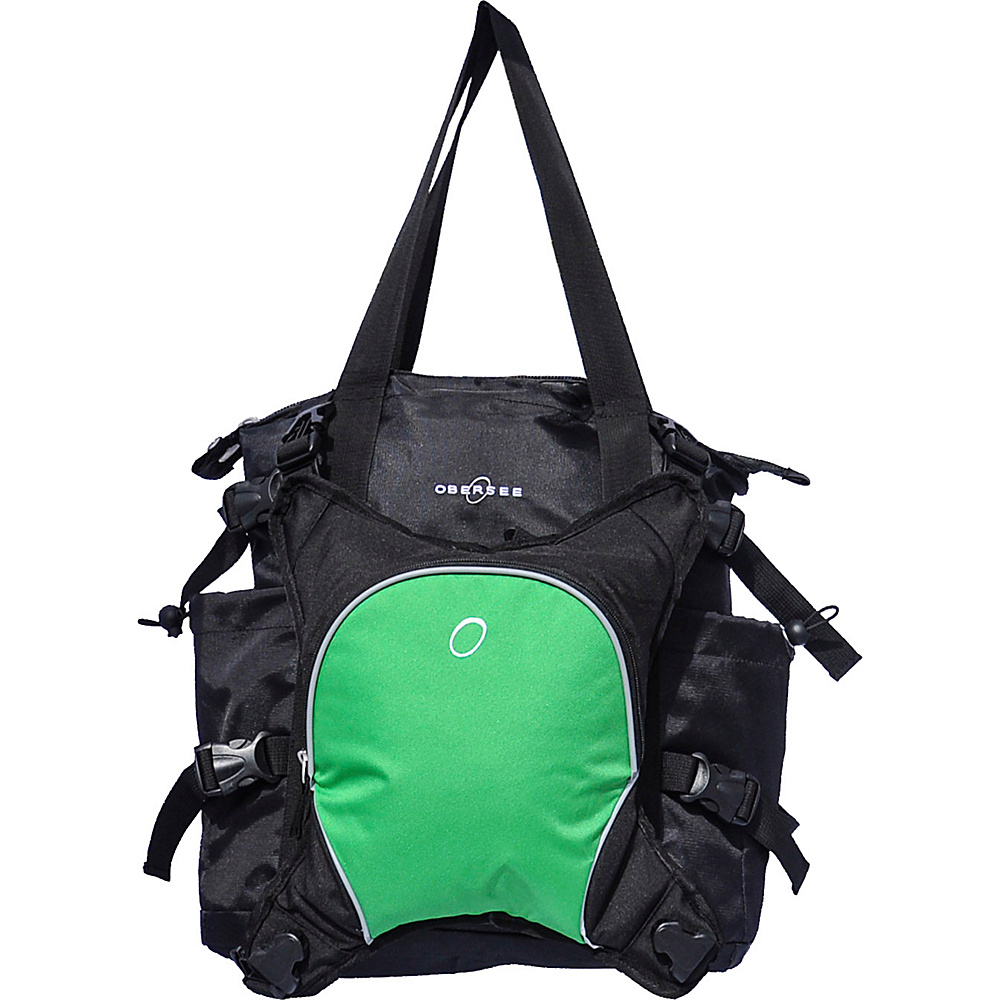 Obersee Innsbruck Diaper Bag Tote with Cooler Black Green Obersee Diaper Bags Accessories