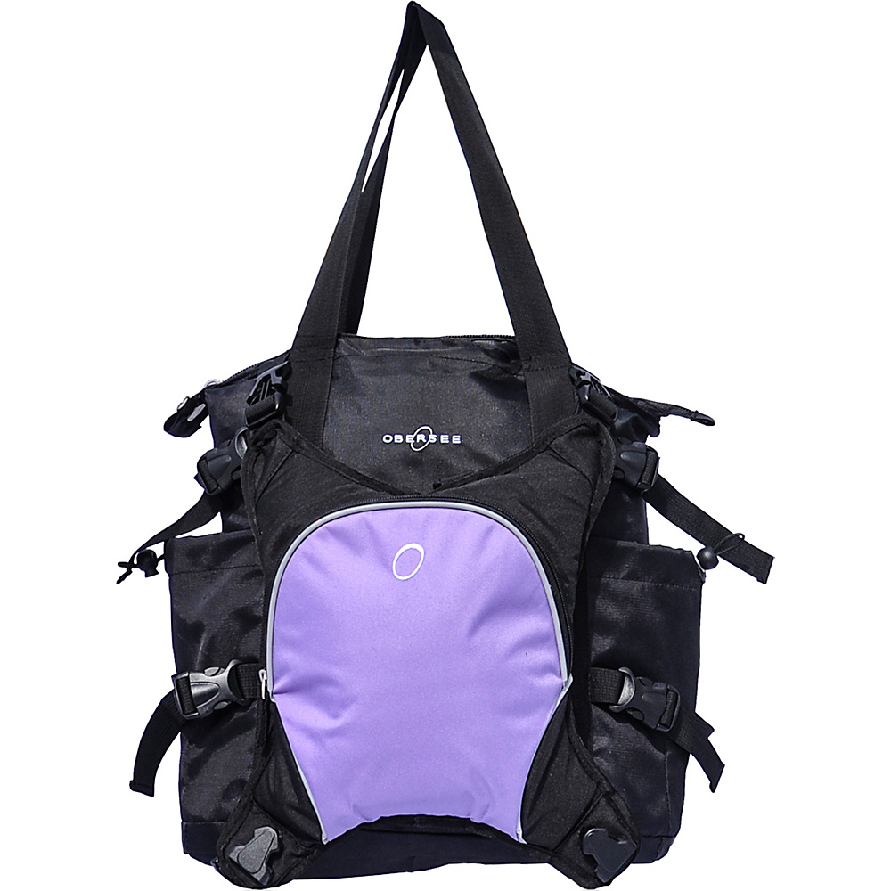 Obersee Innsbruck Diaper Bag Tote with Cooler Black Purple Obersee Diaper Bags Accessories
