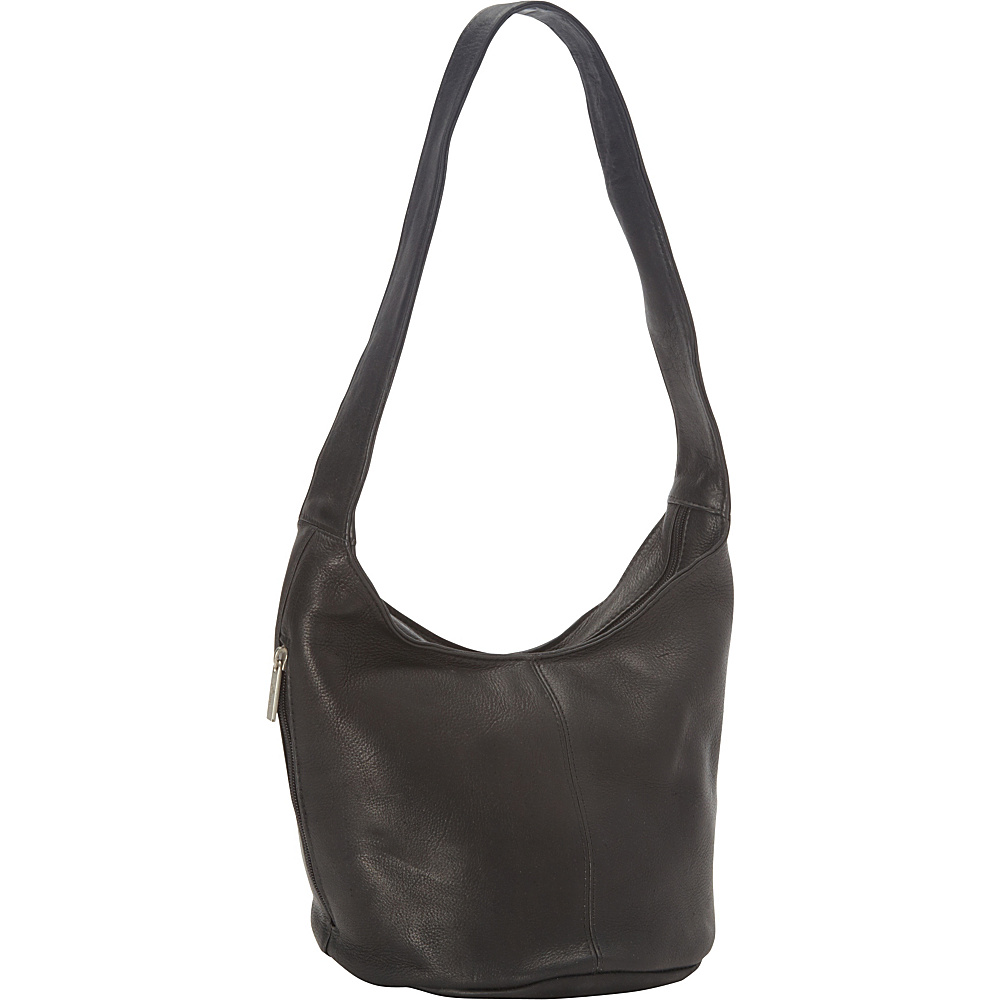 Royce Leather Vaquetta Hobo Bag with Side Zip Pocket Black 36" - Royce Leather Leather Handbags