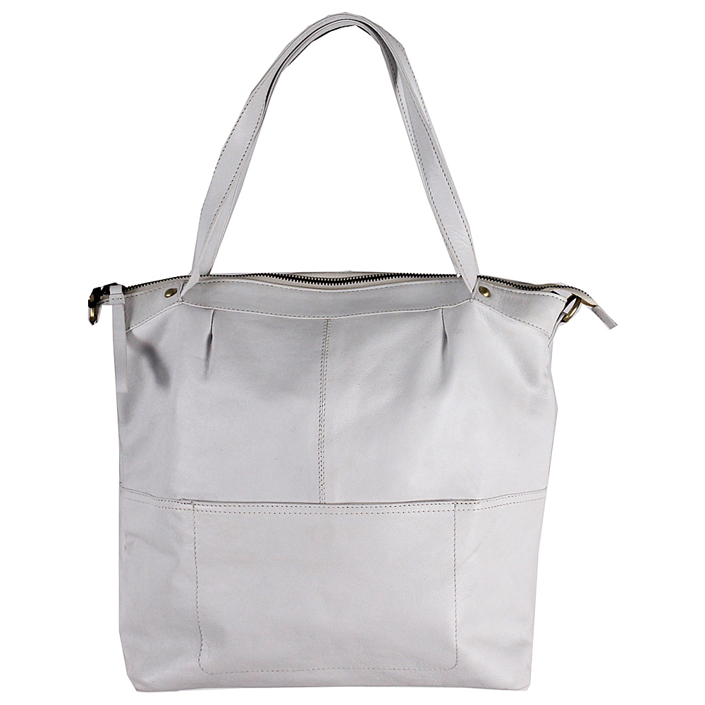 Latico Leathers Martha Satchel Metallic White Latico Leathers Leather Handbags