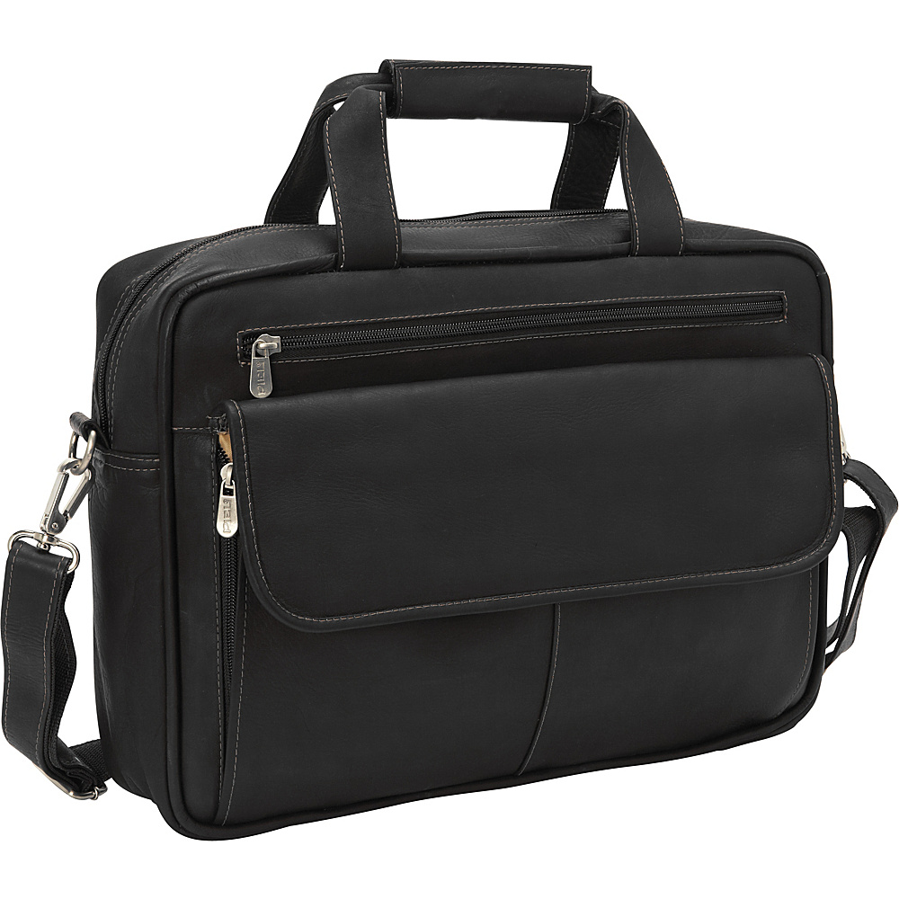 Piel Slim Top Zip Briefcase Black Piel Non Wheeled Business Cases