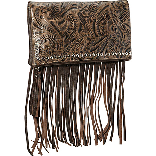 American West Rockabilly Folded Clutch Distressed Charcoal Brown - American West Leather Handbags