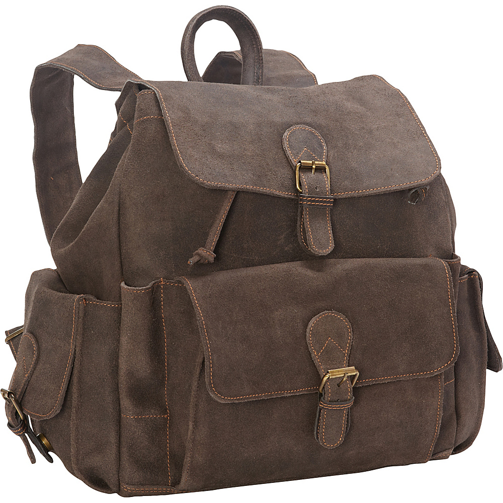 David King Co. Backpack with Flap Over Pockets Distressed Brown David King Co. Everyday Backpacks