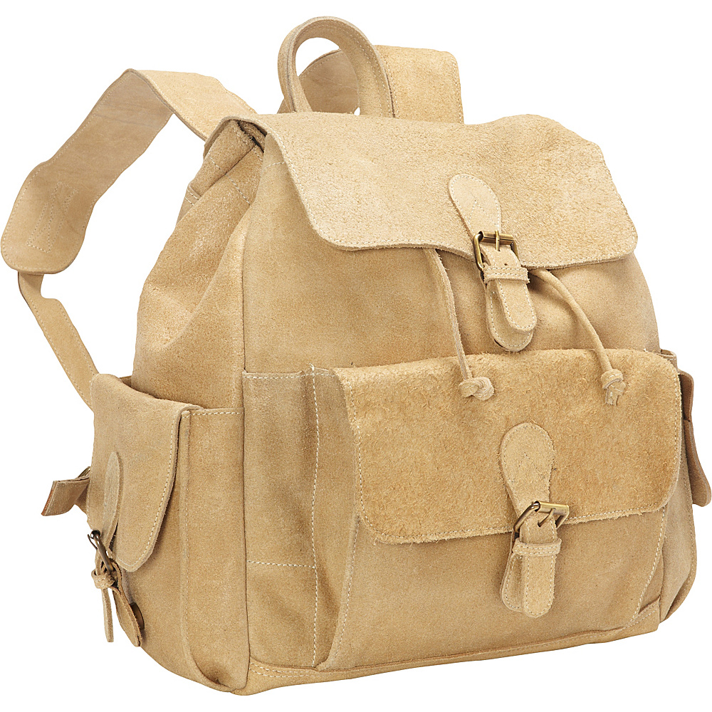 David King Co. Backpack with Flap Over Pockets Distressed Tan David King Co. Everyday Backpacks