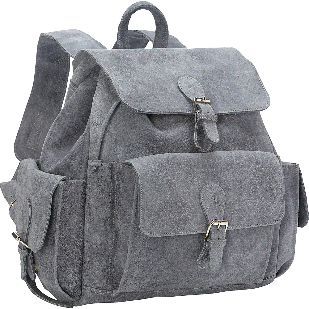 David King Co. Backpack with Flap Over Pockets Distressed Grey David King Co. Everyday Backpacks