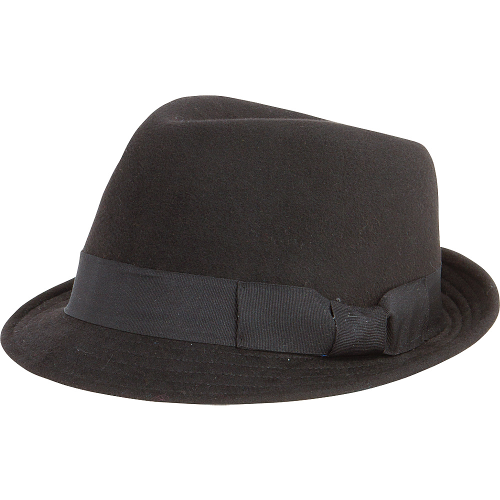 San Diego Hat Faux Wool Felt Fedora Hat with Grosgrain Band Black San Diego Hat Hats Gloves Scarves