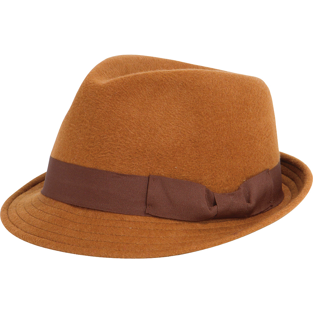 San Diego Hat Faux Wool Felt Fedora Hat with Grosgrain Band Brown San Diego Hat Hats Gloves Scarves