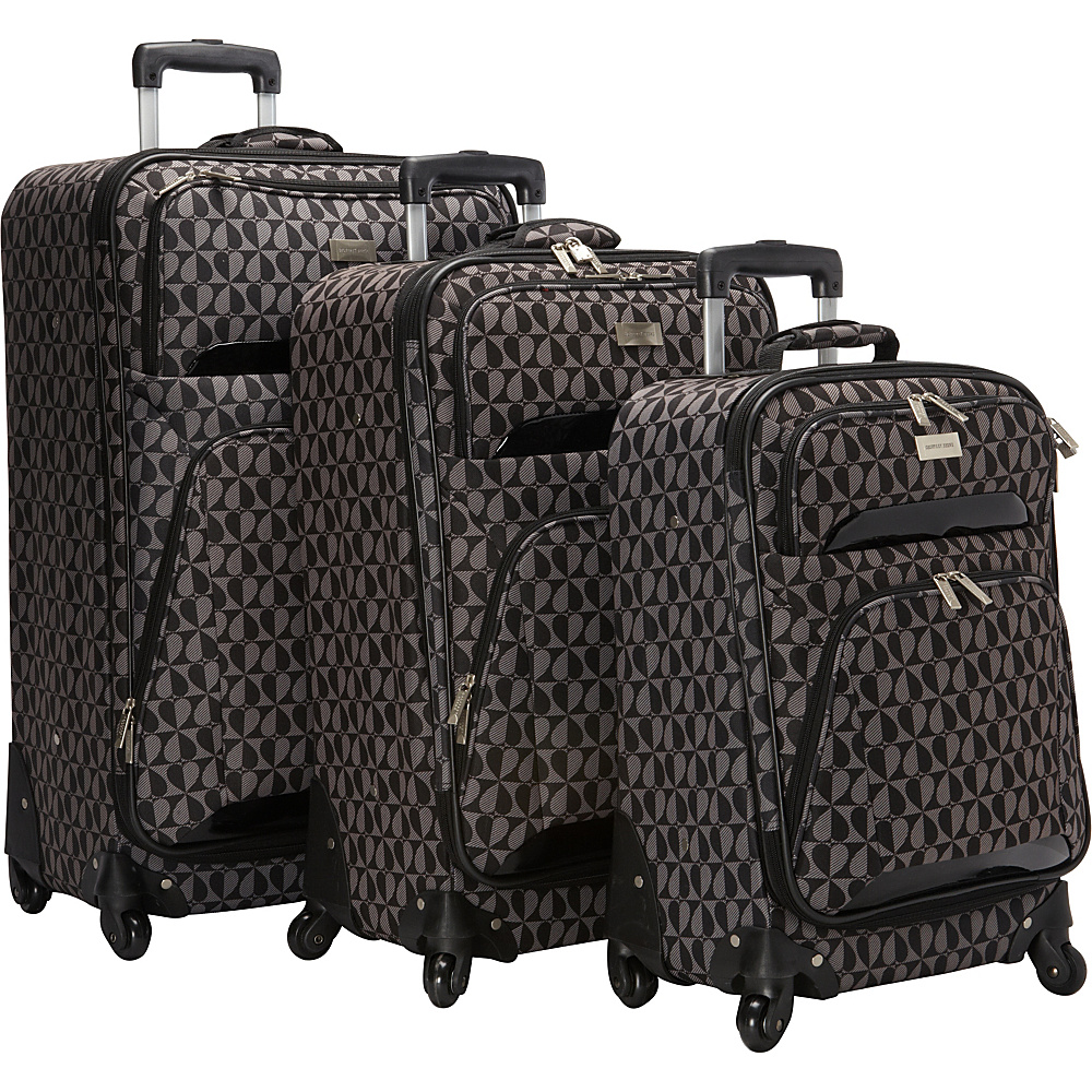 Geoffrey Beene Luggage Hearts Fashion 3 Pc Spinner Luggage Collection Gray Black Hearts Geoffrey Beene Luggage Luggage Sets