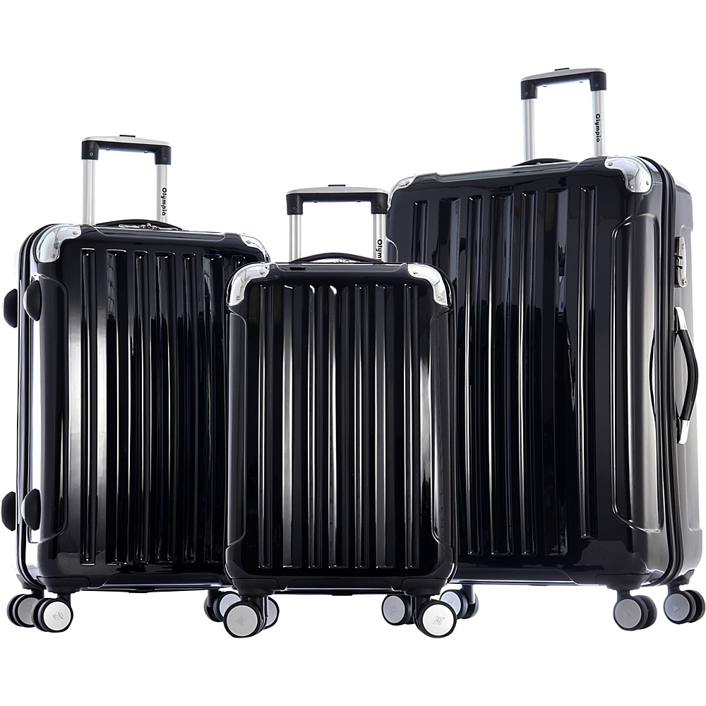 Olympia Stanton 3pc Hardcase Luggage Set Black Olympia Luggage Sets