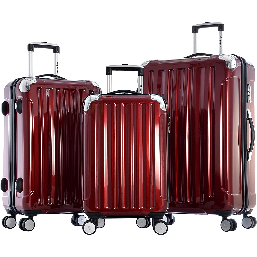 Olympia Stanton 3pc Hardcase Luggage Set Burgundy Olympia Luggage Sets