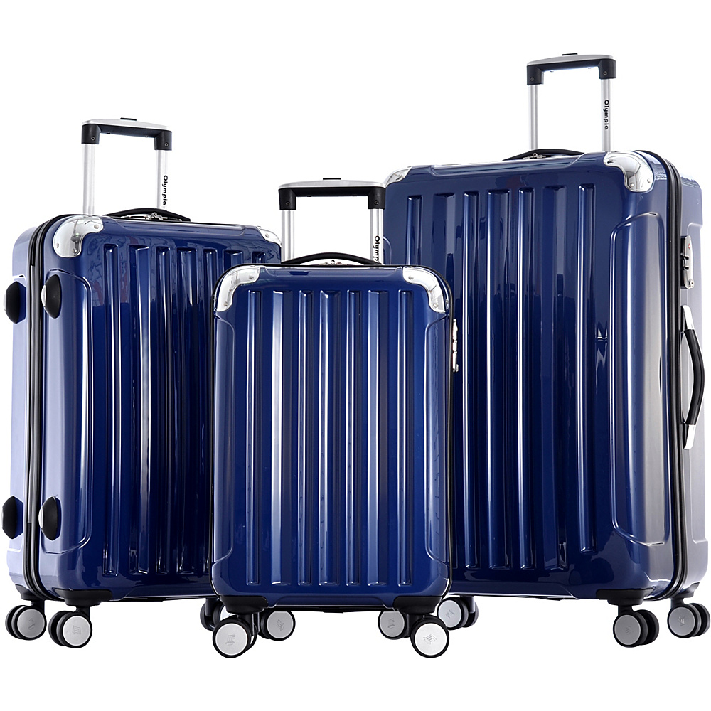Olympia Stanton 3pc Hardcase Luggage Set Metalic Blue Olympia Luggage Sets