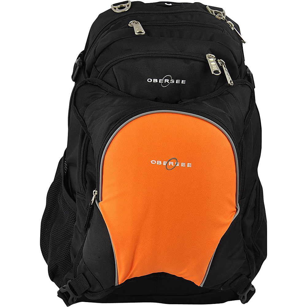 Obersee Bern Diaper Bag Backpack and Cooler Black Orange Obersee Diaper Bags Accessories