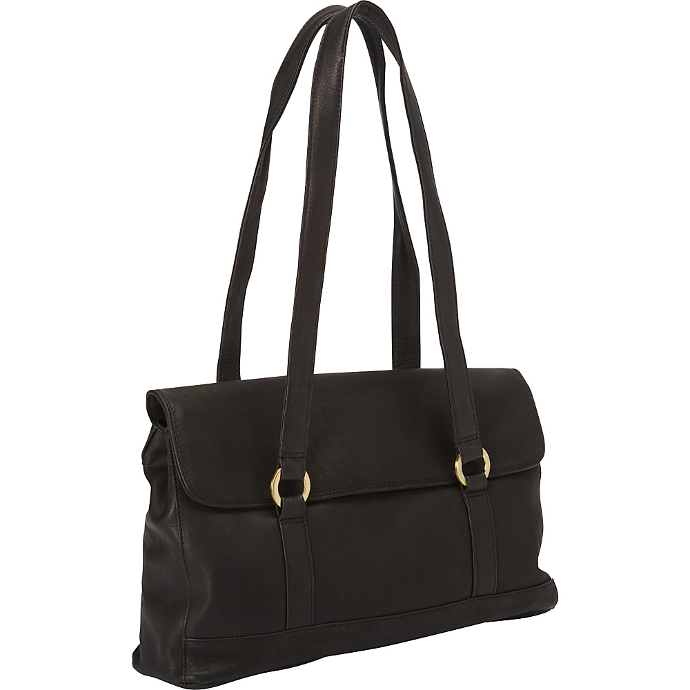 Derek Alexander E W 1 4 Flap Triple Compartment Shoulder Bag Black Derek Alexander Leather Handbags