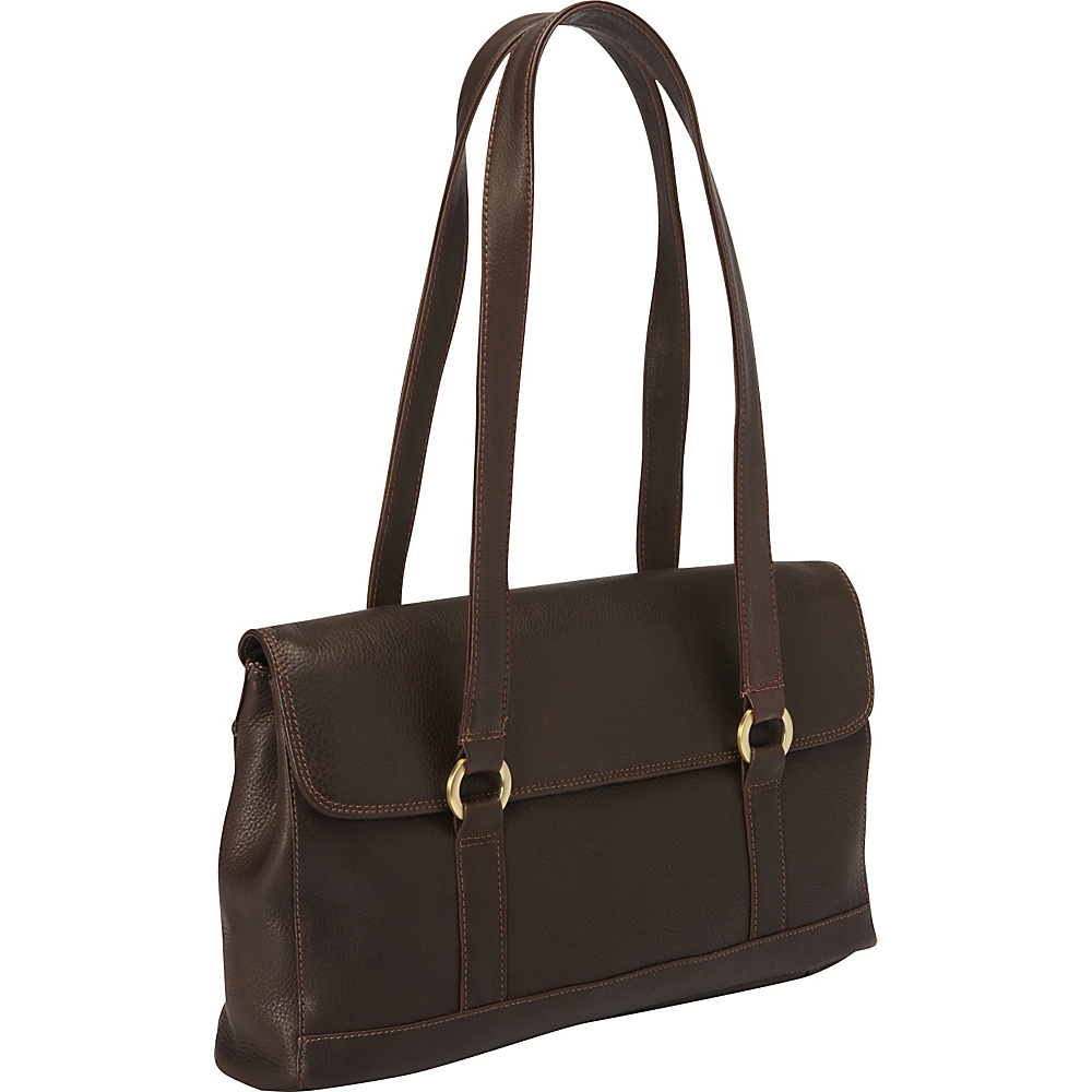 Derek Alexander E W 1 4 Flap Triple Compartment Shoulder Bag Brown Derek Alexander Leather Handbags