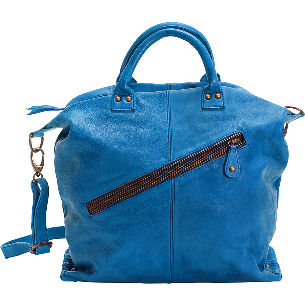 Latico Leathers Michaela Satchel Crinkle Blue Latico Leathers Leather Handbags
